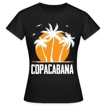 Copacabana Rio Palmiers Plage d’été Soleil Vagues U - T-shirt Femme - noir - Devant - AI Model Female 172 dark (172cm)