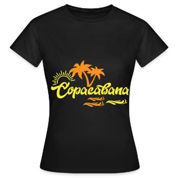 Plage Copacabana Rio Palms Soleil d’été Ondes U - T-shirt Femme - noir - Devant - AI Model Female 172 dark (172cm)