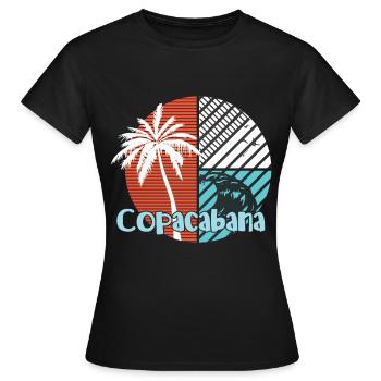Copacabana Palmiers Vagues d’été Soleil Brésil Ri - T-shirt Femme - noir - Devant - AI Model Female 172 dark (172cm)