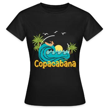 Vacances en bord de mer Copacabana Palms Summer Waves Brasi - T-shirt Femme - noir - Devant - AI Model Female 172 dark (172cm)