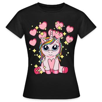 Licorne Hearty Mythical Animal Enfants Stardust - T-shirt Femme - noir - Devant - AI Model Female 172 dark (172cm)
