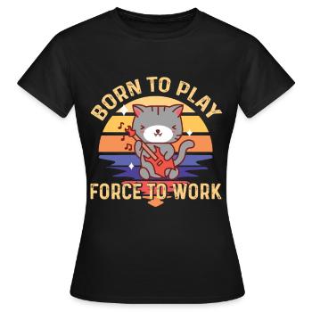 Katze Gitarrist Rockgitarre Gitarrist Musiker Gita - Frauen T-Shirt - Schwarz - Vorne - AI Model Female 172 dark (172cm)