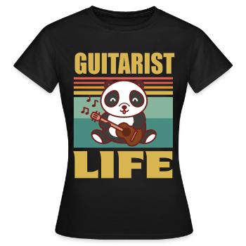 Gitarre Niedlicher Panda-Gitarrist Rockgitarren-Gi - Frauen T-Shirt - Schwarz - Vorne - AI Model Female 172 dark (172cm)