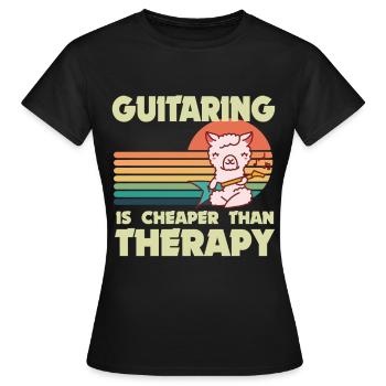 Gitarrist Lama Rockgitarre Gitarrist Musiker Gitar - Frauen T-Shirt - Schwarz - Vorne - AI Model Female 172 dark (172cm)