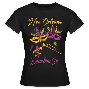 Français Bourbon souvenir du carnaval de la Nouvelle-Orléans - T-shirt Femme - noir - Devant - AI Model Female 172 dark (172cm)