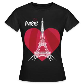 Touristisches Herz-Eiffelturm-Andenken Frankreichs - Frauen T-Shirt - Schwarz - Vorne - AI Model Female 172 dark (172cm)