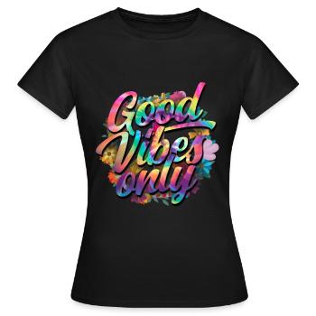 Hippie Peace Groovy Flowerpower Boho Woodstock - T-shirt Femme - noir - Devant - AI Model Female 172 dark (172cm)