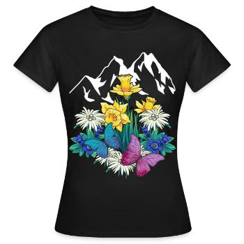 Austria Tyrol Spring Nature Nature Lovers Alm - Women's T-Shirt - black - Front - AI Model Female 172 dark (172cm)