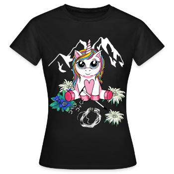 Alpen Unicorn Mountaineer Alpinisme Enfant descente en rappel - T-shirt Femme - noir - Devant - AI Model Female 172 dark (172cm)