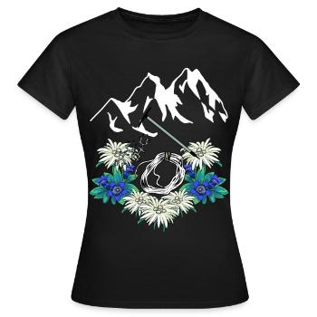 Alpen Gentiane Edelweiss Alpinistes Escalade Montagnes - T-shirt Femme - noir - Devant - AI Model Female 172 dark (172cm)