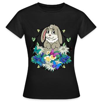 Début du printemps Lapin de Pâques Joyeuses Pâques Nature - T-shirt Femme - noir - Devant - AI Model Female 172 dark (172cm)