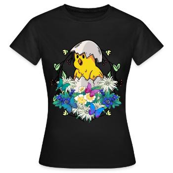 Frühlingsanfang Küken Federvieh frohe Ostern Natur - Frauen T-Shirt - Schwarz - Vorne - AI Model Female 172 dark (172cm)
