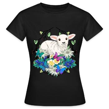 Début du printemps Agneau Moutons Joyeuses Pâques Nature - T-shirt Femme - noir - Devant - AI Model Female 172 dark (172cm)