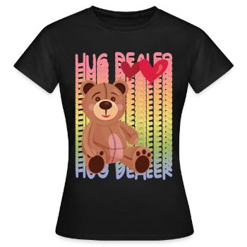 Hug Dealer Cute Teddy Love Hug Dealer Rainbow Tedd - T-shirt Femme - noir - Devant - AI Model Female 172 dark (172cm)