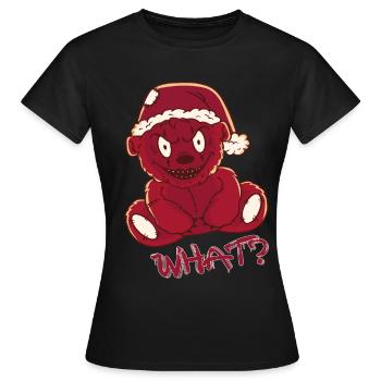 Lustiger Weihnachts-Teddy-Albtraum Was? Mörderisch - Frauen T-Shirt - Schwarz - Vorne - AI Model Female 172 dark (172cm)