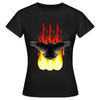 Rabe Feuer Okkult spirituell Ritual Satan Horror - Frauen T-Shirt - Schwarz - Vorne - AI Model Female 172 dark (172cm)