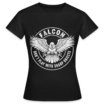 Falke Scharfe Objekte Falknerei Ornithologe Adler - Frauen T-Shirt - Schwarz - Vorne - AI Model Female 172 dark (172cm)