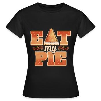 Eat My Pie Pumpkin Pie Piece Thanksgiving - Frauen T-Shirt - Schwarz - Vorne - AI Model Female 172 dark (172cm)