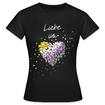 Liebe im Herz Asexuell Asexualität ACE Asexuelle - Frauen T-Shirt - Schwarz - Vorne - AI Model Female 172 dark (172cm)