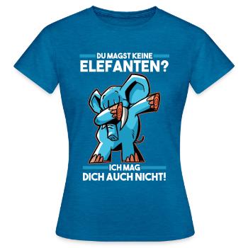 Dickhäuter Rüsseltier Dabbing Elefant - Frauen T-Shirt - Antikblaues Saphir meliert - Vorne - AI Model Female 172 dark (172cm)