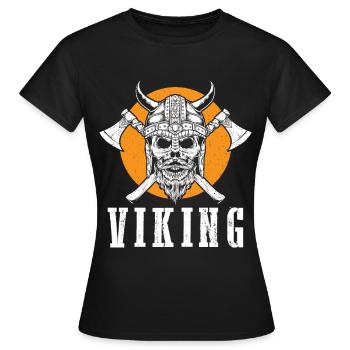 Viking Warrior Skull Axe Valhalla Warriors Myt - T-shirt Femme - noir - Devant - AI Model Female 172 dark (172cm)