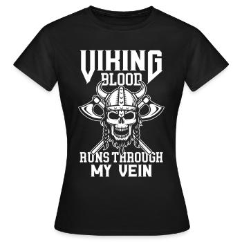 Viking Blood Warrior Hache Valhalla Warriors Mythol - T-shirt Femme - noir - Devant - AI Model Female 172 dark (172cm)