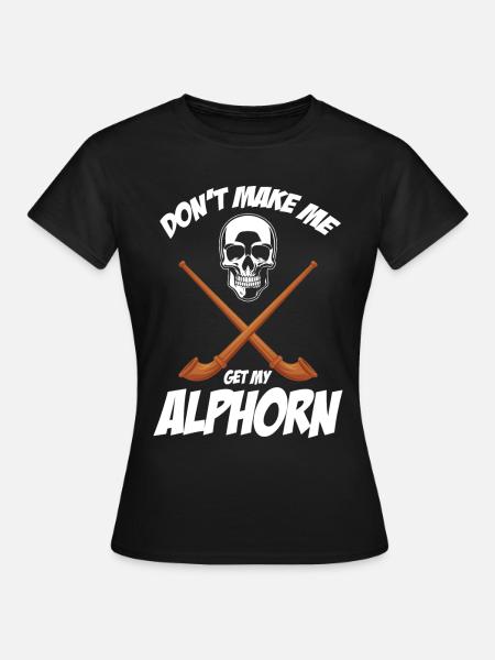 Haal mijn alphorn bij Alpen Musikinstrum - Vrouwen T-shirt - zwart