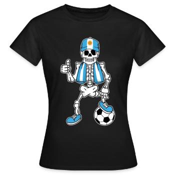 Argentinisches Fußballfan Skelett - Frauen T-Shirt - Schwarz - Vorne - AI Model Female 172 dark (172cm)