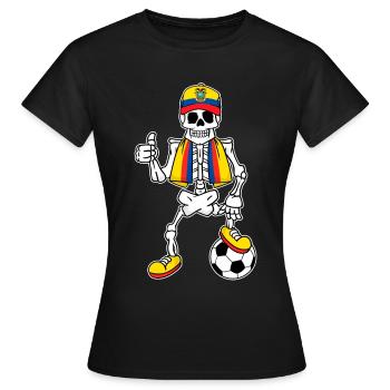 Skeleton Fußballfan Ecuador - Frauen T-Shirt - Schwarz - Vorne - AI Model Female 172 dark (172cm)