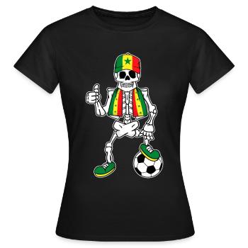 Senegalesisches Fußballfan Skelett - Frauen T-Shirt - Schwarz - Vorne - AI Model Female 172 dark (172cm)