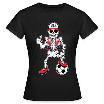 Skeleton United States Soccer Fan - T-shirt Femme - noir - Devant - AI Model Female 172 dark (172cm)