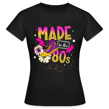80er Achtziger Jahrzehnt 1980 Vintage 80er Party - Frauen T-Shirt - Schwarz - Vorne - AI Model Female 172 dark (172cm)