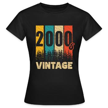 2000er Jahrgang Jahrzehnt 2000 Ära Millenium Retro - Frauen T-Shirt - Schwarz - Vorne - AI Model Female 172 dark (172cm)