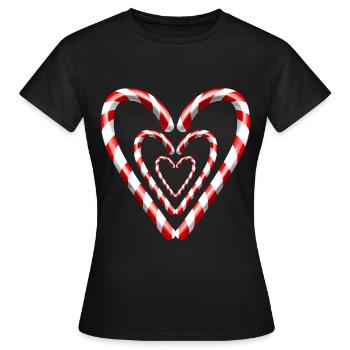Les cannes à sucre forment des cœurs pour Noël - T-shirt Femme - noir - Devant - AI Model Female 172 dark (172cm)