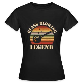 Légende du soufflage de verre Traitement du verre Verre vintage - T-shirt Femme - noir - Devant - AI Model Female 172 dark (172cm)