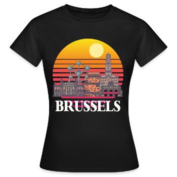 Bruxelles Skyline Science Noyau atomique Physique Atome - T-shirt Femme - noir - Devant - AI Model Female 172 dark (172cm)