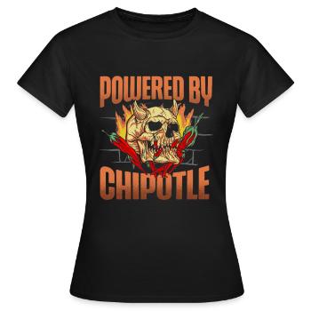 Powered by Chipotle Spicy Food Flavour - Women's T-Shirt - black - Front - AI Model Female 172 dark (172cm)