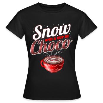 Cacao, neige et une tasse de Choco pour Noël - T-shirt Femme - noir - Devant - AI Model Female 172 dark (172cm)