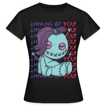 Gruseliger Voodoo Ich denke an dich! Gruseliges Ha - Frauen T-Shirt - Schwarz - Vorne - AI Model Female 172 dark (172cm)