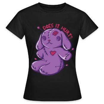 Voodoo bunnies Does it hurt? Voodoo Doll Halloween - Women's T-Shirt - black - Front - AI Model Female 172 dark (172cm)