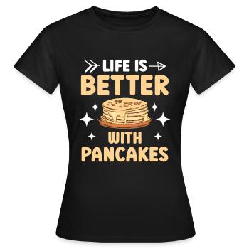 La vie est meilleure avec des crêpes - T-shirt Femme - noir - Devant - AI Model Female 172 dark (172cm)
