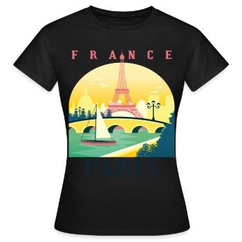 J’adore Paris et la Tour Eiffel Bonjour de Frankre - T-shirt Femme - noir - Devant - AI Model Female 172 dark (172cm)