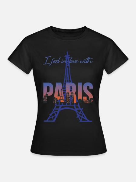 Tour Eiffel J’adore Paris Bonjour de France - T-shirt Femme - noir