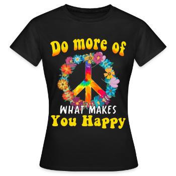 Hippie Peace Groovy Flowerpower Boho Woodstock - T-shirt Femme - noir - Devant - AI Model Female 172 dark (172cm)