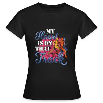 Mein Herz Ist Auf Dieser Strecke Läufer - Frauen T-Shirt - Schwarz - Vorne - AI Model Female 172 dark (172cm)