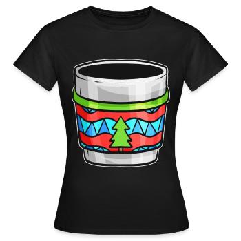 Bécher d’automne avec pull moche pour Noël - T-shirt Femme - noir - Devant - AI Model Female 172 dark (172cm)