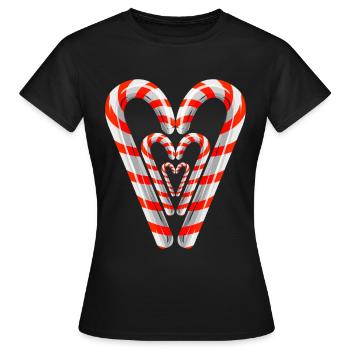 Cannes à sucre formant un coeur pour Noël - T-shirt Femme - noir - Devant - AI Model Female 172 dark (172cm)