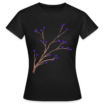 Branche de brumes aux baies violettes pour Noël - T-shirt Femme - noir - Devant - AI Model Female 172 dark (172cm)