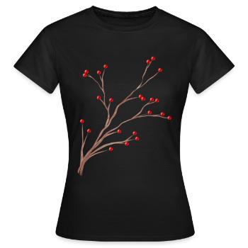 Branche de brumes aux fruits rouges pour Noël - T-shirt Femme - noir - Devant - AI Model Female 172 dark (172cm)