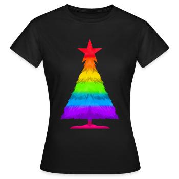 Colorful LGBTQ Fir Spruce Christmas Tree - Women's T-Shirt - black - Front - AI Model Female 172 dark (172cm)